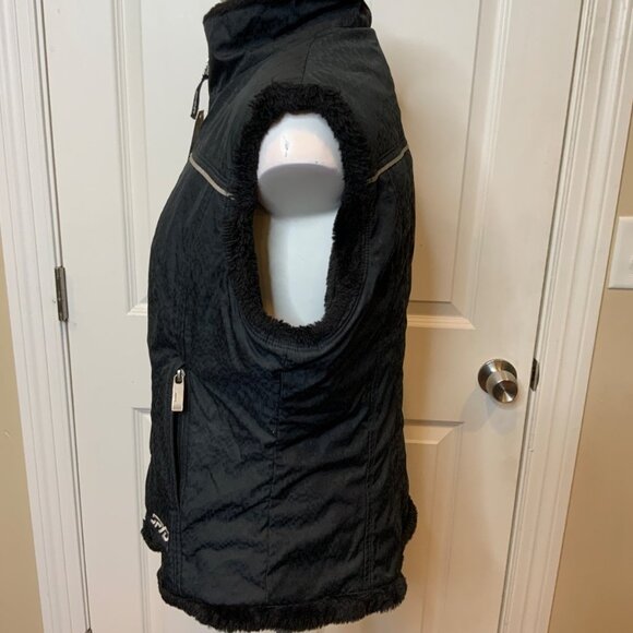 Spyder Black Reversible Faux Fur/Polyester Zip-Up Ski Vest Pockets, Size 8 - Picture 5 of 7